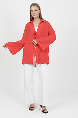 Doğal Viskon Kumaş Cepli Bağcıklı Kadın Kimono 1167 – Hafif, Dökümlü, Akışkan, Yazlık Model