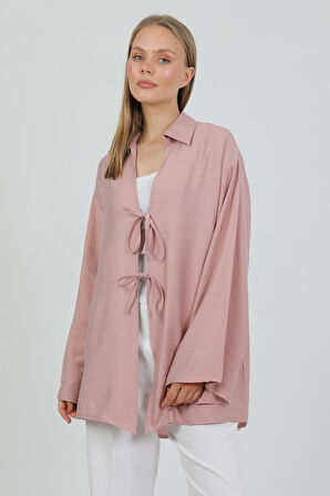 Doğal Viskon Kumaş Cepli Bağcıklı Kadın Kimono 1167 – Hafif, Dökümlü, Akışkan, Yazlık Model