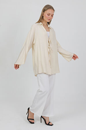 Doğal Viskon Kumaş Cepli Bağcıklı Kadın Kimono 1167 – Hafif, Dökümlü, Akışkan, Yazlık Model