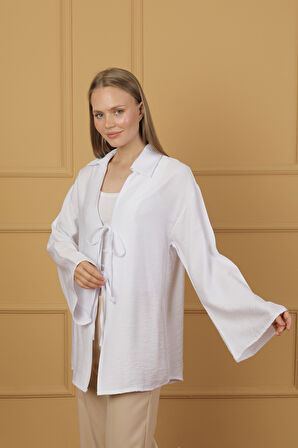 Doğal Viskon Kumaş Cepli Bağcıklı Kadın Kimono 1167 – Hafif, Dökümlü, Akışkan, Yazlık Model