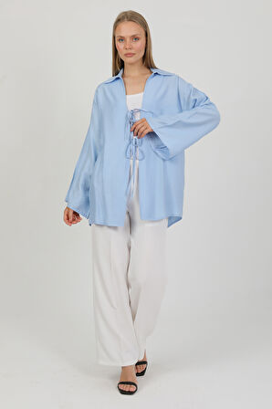 Doğal Viskon Kumaş Cepli Bağcıklı Kadın Kimono 1167 – Hafif, Dökümlü, Akışkan, Yazlık Model