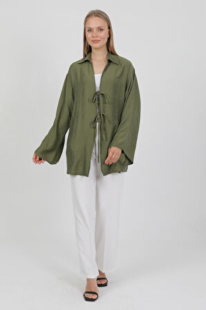 Doğal Viskon Kumaş Cepli Bağcıklı Kadın Kimono 1167 – Hafif, Dökümlü, Akışkan, Yazlık Model