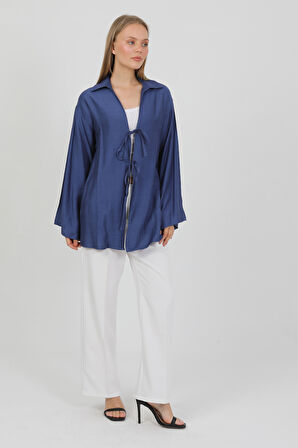 Doğal Viskon Kumaş Cepli Bağcıklı Kadın Kimono 1167 – Hafif, Dökümlü, Akışkan, Yazlık Model