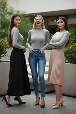 3’lü Parmak Geçmeli Kadın Body Seti