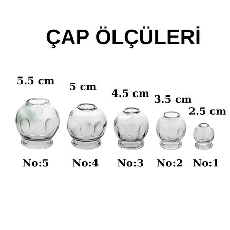 Cam Masaj & Hacamat Kupası No:5 Büyük Boy 4 Adet