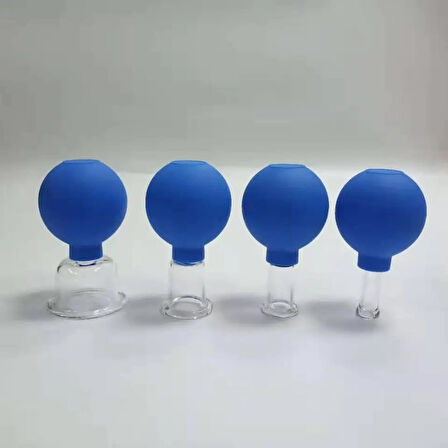 Mika Silikon Vakumlu Yüz Masaj Kupası 4'lü Set Mavi Renk