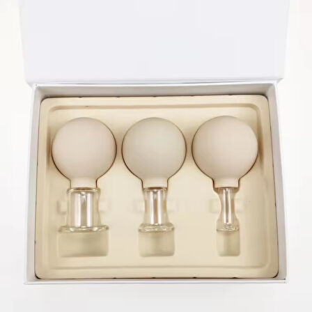 Mika Silikon Vakumlu Yüz Masaj Kupası 3'lü Set Bej Renk