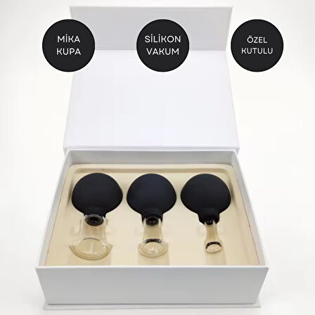 Mika Silikon Vakumlu Yüz Masaj Kupası 3'lü Set Siyah Renk