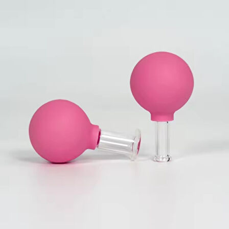 Mika Silikon Vakumlu Yüz Masaj Kupası 2'li Set Gül Pembe Renk