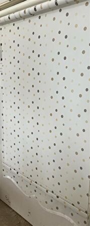 Çift Mekanizmalı Puantiyeli Tül ve Ekru Stor Perde ST 043