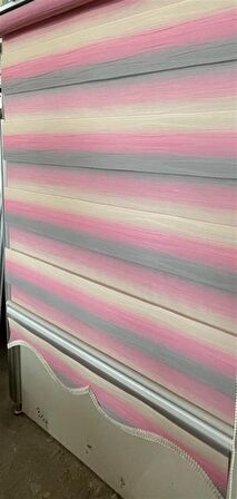 Zebra Stor Perde Pembe Gri Renk Geçişli Etek Dilimli ST 046