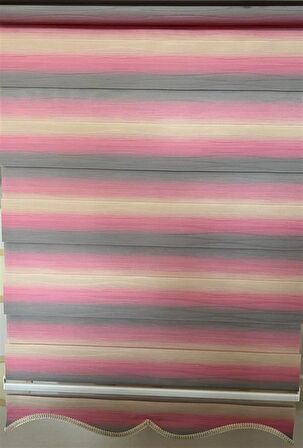 Zebra Stor Perde Pembe Gri Renk Geçişli Etek Dilimli ST 046