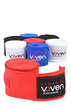 Voven Boxing Muay Thai Bandage Kırmızı Boks Bandajı Muay Thai Bandajı El Sargısı Kırmızı 4,5 Metre