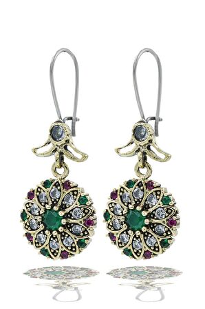 Verde Serisi Yeşil Renkli Ametist Taşlı Gümüş Kadın Otantik Küpe