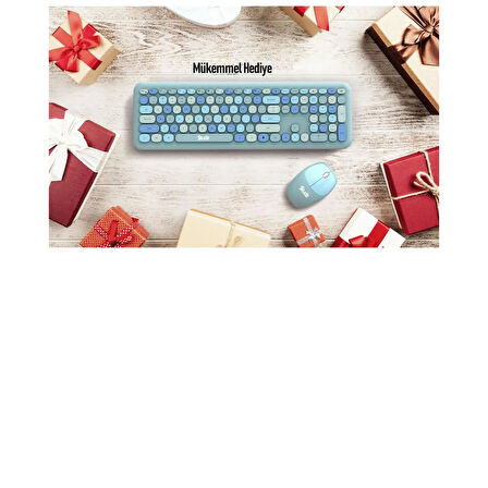 M600 Renkli Tuşlu Kablosuz Türkçe Q Multimedia Klavye + Mouse