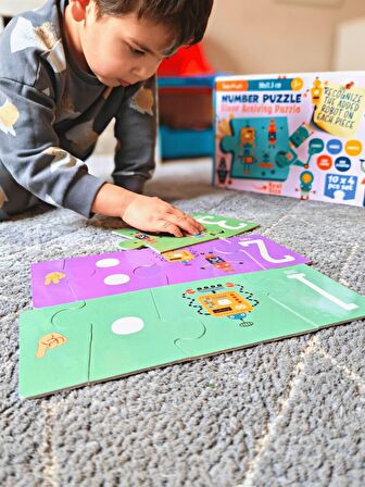 Dev Sayılar Jumbo Yer Puzzle | Robotik Sayılar Öğrenme | 40 Parça 3 Yaş