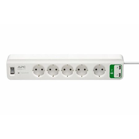 Apc By Schneider Electric 5'Li Akım Korumalı Priz 2 USB Hızlı Şarj Çıkışlı Beyaz PM5U-GR