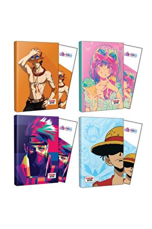 Dörtlü Ace-ıcecream- Naruto-lufy Defter Ve Ayraç