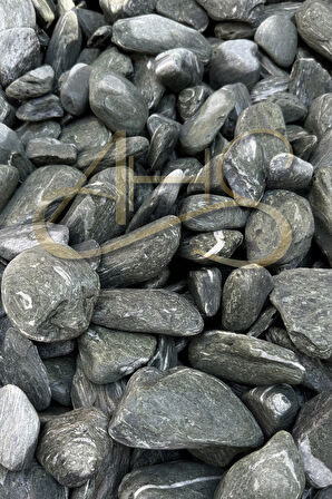 Green Angel Dolomit Çakıl Taşı Yeşil Beyaz Çizgili 6-10 Cm 1 Kg Dekoratif Bahçe Saksı Akvaryum Taşı