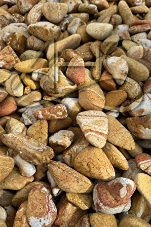 Sarı Çizgili Rainbow Dolomit Çakıl Taşı 4-8 Cm 10 Kg Dekoratif Bahçe Peyzaj Saksı Akvaryum Teraryum 