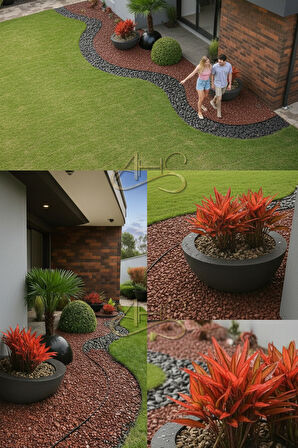 Kırmızı Bordo Dolomit Çakıl Taşı 4-6 Cm 2 Kg Dekoratif Bahçe Peyzaj Saksı Akvaryum Teraryum 