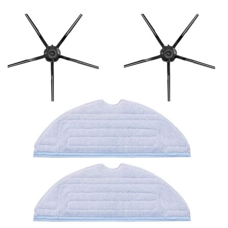 Roborock S7 Sonic Mopping Uyumlu 4 Parça Yedek Fırça Bez Seti Siyah