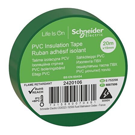 Schneider Yeşil PVC İzole Bant 20mt*19mm 2420106