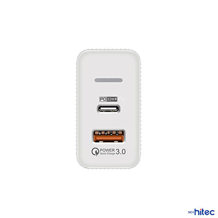 ScHitec 65W UsbA + PD 33W Type-C Çift Çıkışlı Quick Charger 3.0 Hızlı Şarj Aleti Başlığı