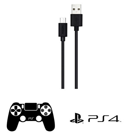 Philips Playstation 4 İle Uyumlu Joystick Şarj Kablosu UsbA to Micro 3A 45W Universal Hızlı Şarj Data Kablo 2Metre DLC3106U