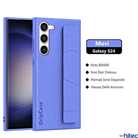 ScHitec Samsung Galaxy S24 Uyumlu Premium Case Parmak Askılı Telefon Kılıfı Mavi