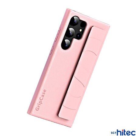 ScHitec Samsung Galaxy S24 Ultra Uyumlu Premium Case Parmak Askılı Telefon Kılıfı Pembe