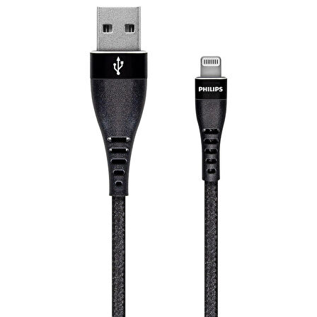 Philips Apple MFI Lisanslı İphone 11 Pro Max UsbA to Lightning 1.2Metre Hızlı Data ve Şarj Kablosu Siyah 