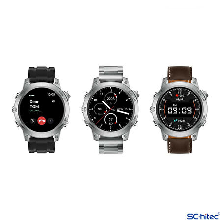 ScHitec RW46 Amoled Ekran Android İos HarmonyOs Uyumlu 3 Kordonlu Akıllı Saat Gümüş