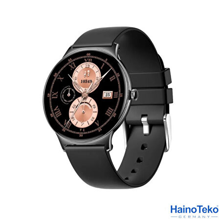 Haino TekoWatch Ultra 5 Amoled Ekran Super Slim Tasarım WaterProof 3 Kordonlu Akıllı Saat Titanyum Siyah Teko5
