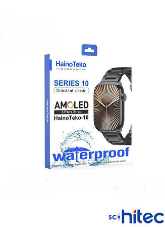 ScHitec Watch Ultra 10 Amoled Ekran WaterProof 3 Kordonlu Akıllı Saat Siyah