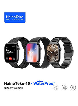 HainoTeko Watch Ultra 10 Amoled Ekran WaterProof 3 Kordonlu Akıllı Saat Siyah 
