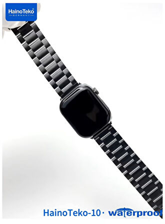 HainoTeko Watch Ultra 10 Amoled Ekran WaterProof 3 Kordonlu Akıllı Saat Siyah 