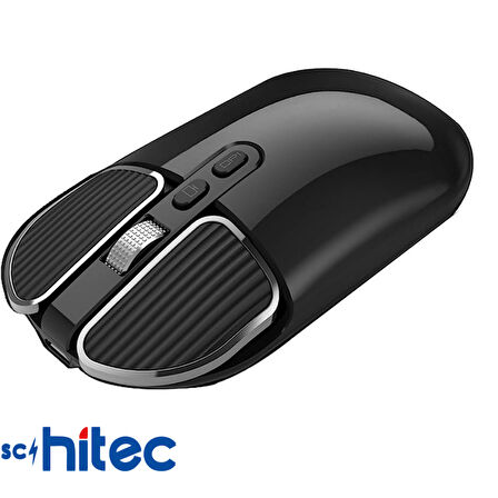 Schitec M203 Çift Modlu Taşınabilir Optik Kablosuz 2.4GHz ve Bluetooth Bağlantılı Süper Sessiz Mouse Siyah