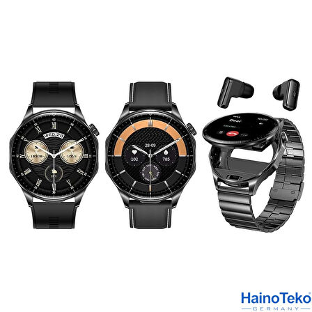 Haino Teko Watch Ultra 12 Amoled Ekran WaterProof Akıllı Saat 3 Kordonlu Siyah Teko12