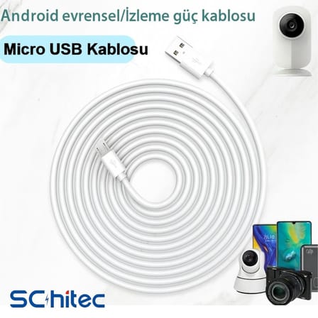 ScHitec 3A 60W UsbA to Micro Hızlı Data ve Şarj Kablosu 3 Metre Beyaz SX24