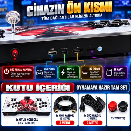 ScHitec M10 Pro 4K 3D Oyun Konsolu 266 Playstion Oyunlu Arcade TV Konsolu 31.000+ Oyunlu