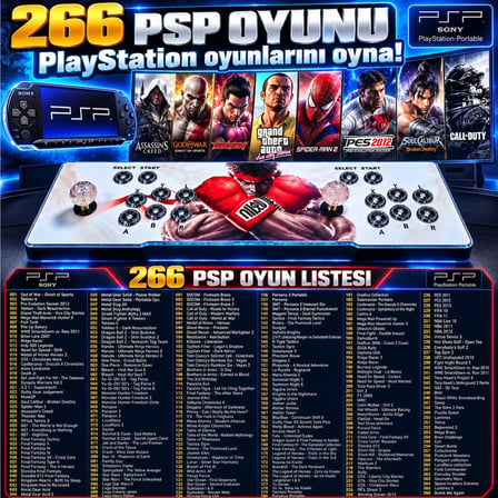 ScHitec M10 Pro 4K 3D Oyun Konsolu 266 Playstion Oyunlu Arcade TV Konsolu 31.000+ Oyunlu