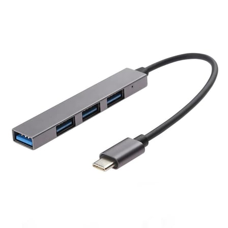 Type-C to USB Hub 4 Port USB Çoklayıcı Adaptör MacBook Laptop Telefon Uyumlu Kart Okuyucu Açık Gri
