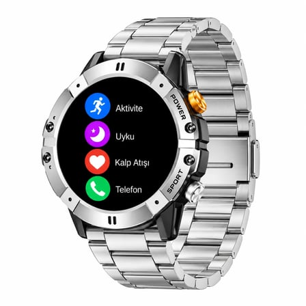 HainoTeko RW-58 AMOLED Akıllı Saat Bluetooth Arama 1ATM Su Geçirmez 3 Kordon Seti Spor Gümüş Kasa