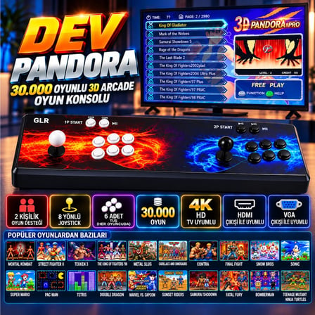 Schitec DEV PANDORA 1911 30.000 Oyunlu 3D PRO Arcade Konsol 2 Kişilik Geniş Panel HDMI & VGA Çıkışlı