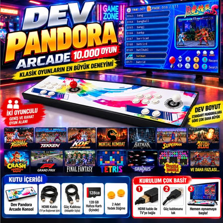 ScHitec M10C Dev Pandora 10.000 Oyunlu 4KHD 3D Retro Arcade TV Oyun Konsolu