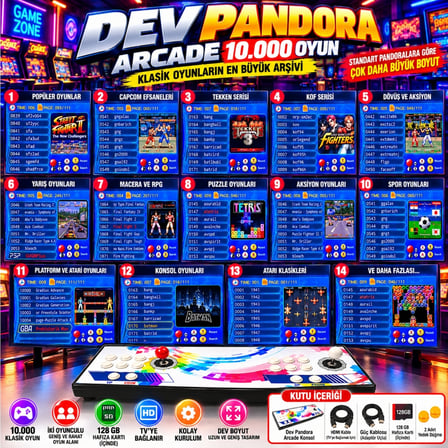 ScHitec M10C Dev Pandora 10.000 Oyunlu 4KHD 3D Retro Arcade TV Oyun Konsolu