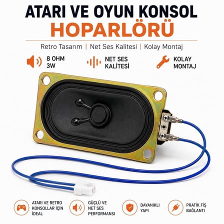 Atari ve Oyun Konsolu Hoparlörü 8 Ohm 3W Kablolu Retro Oyun Konsolu Hoparlör Yedek Parça