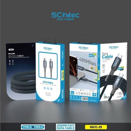 SChitec 38W 2 Çıkışlu Hızlı Şarj Başlığı  ve 100W Type-C to Type-C Süper Hızlı Şarj Kablosu 2 Metre
