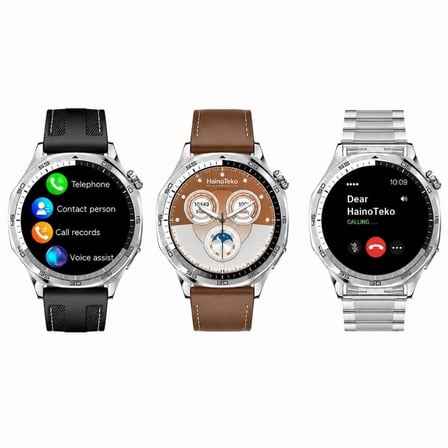 Haino Teko-33 Akıllı Saat Gümüş 1 Kasa 3 Değiştirilebilir Kordon  AMOLED Ekran Bluetooth Arama   